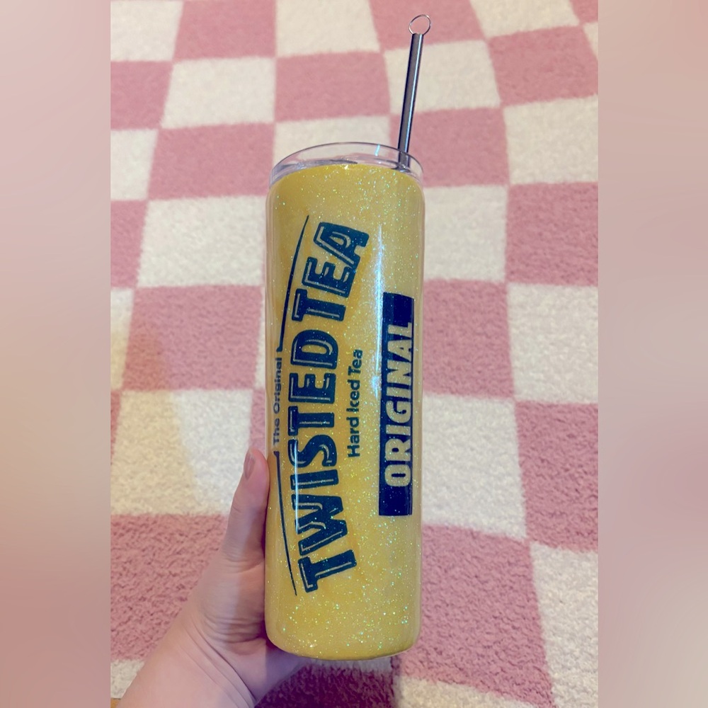 Twisted Tea Yellow Super Glitter Metal Tumbler